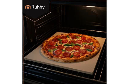 Piatra de copt cordierit pentru pizza cu spatula din bambus