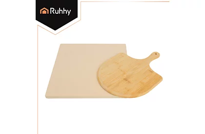 Piatra de copt cordierit pentru pizza cu spatula din bambus