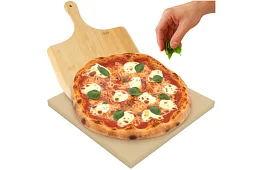 Piatra de copt cordierit pentru pizza cu spatula din bambus