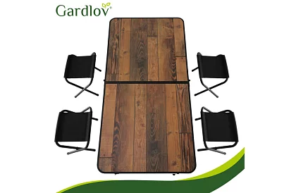 Masă de camping pliabilă 120 × 60 cm + 4 scaune