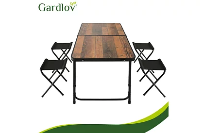 Masă de camping pliabilă 120 × 60 cm + 4 scaune