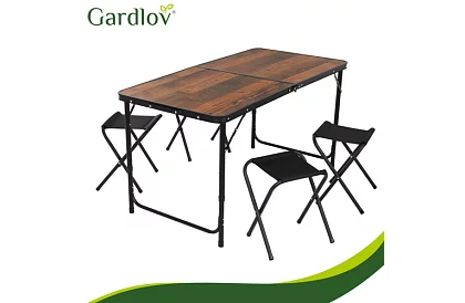 Masă de camping pliabilă 120 × 60 cm + 4 scaune