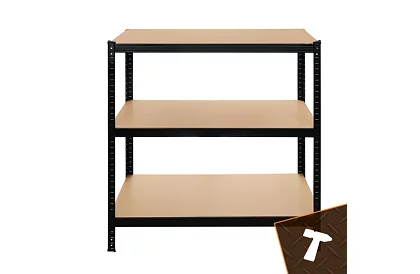 Raft negru de depozitare – 5 rafturi, 220 × 100 × 45 cm