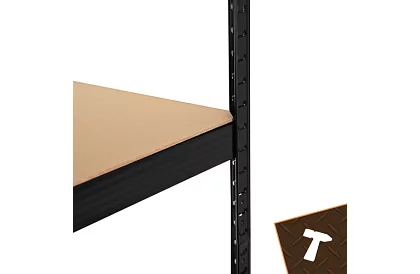 Raft negru de depozitare – 5 rafturi, 220 × 100 × 45 cm