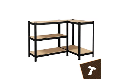 Raft negru de depozitare – 5 rafturi, 220 × 100 × 45 cm