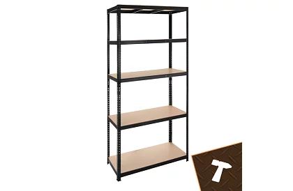 Raft negru de depozitare – 5 rafturi, 220 × 100 × 45 cm