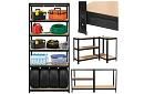 Raft negru de depozitare – 5 rafturi, 220 × 100 × 45 cm