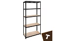 Raft negru de depozitare – 5 rafturi, 220 × 100 × 45 cm