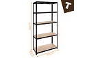 Raft negru de depozitare – 5 rafturi, 220 × 100 × 45 cm