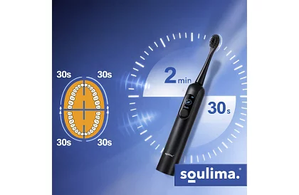 Periuță de dinți electrică sonică X800 - neagră – 90.000 rot/min + 6 capete