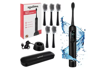 Periuță de dinți electrică sonică X800 - neagră – 90.000 rot/min + 6 capete