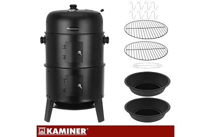 Grătar de grădină cu fumător pe cărbune - 2 grătare, 8 cârlige