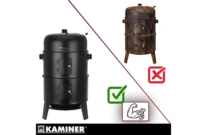 Grătar de grădină cu fumător pe cărbune - 2 grătare, 8 cârlige