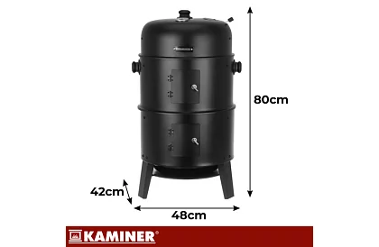 Grătar de grădină cu fumător pe cărbune - 2 grătare, 8 cârlige