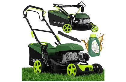 Mașină de tuns iarba cu motor pe benzină DriveX 149 cm³ - 2,3 kW, 406 mm, coș de 50l