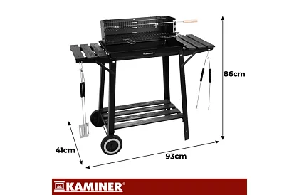 Grătar de grădină pe cărbune cu grătar superior pentru fripturi