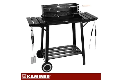 Grătar de grădină pe cărbune cu grătar superior pentru fripturi