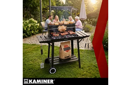 Grătar de grădină pe cărbune cu grătar superior pentru fripturi