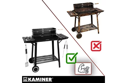 Grătar de grădină pe cărbune cu grătar superior pentru fripturi