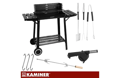 Grătar de grădină pe cărbune cu grătar superior pentru fripturi