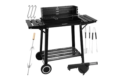 Grătar de grădină pe cărbune cu grătar superior pentru fripturi