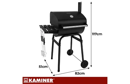 Grătar de grădină cu termometru pentru cărbune + accesorii