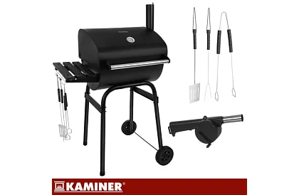 Grătar de grădină cu termometru pentru cărbune + accesorii