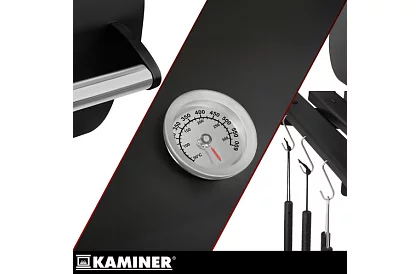 Grătar de grădină cu termometru pentru cărbune + accesorii