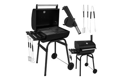 Grătar de grădină cu termometru pentru cărbune + accesorii