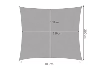 Plasă de umbrire pentru soare 3 × 2 m – Gri