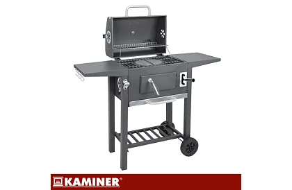 Grătar de grădină cu grătar din fontă, capac - pe cărbune