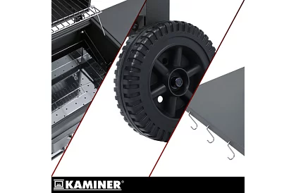 Grătar de grădină cu grătar din fontă, capac - pe cărbune