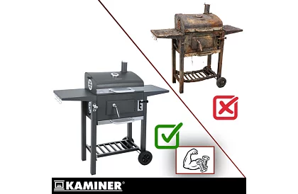 Grătar de grădină cu grătar din fontă, capac - pe cărbune