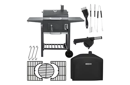 Grătar de grădină cu grătar din fontă, capac - pe cărbune