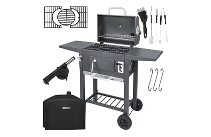 Grătar de grădină cu grătar din fontă, capac - pe cărbune