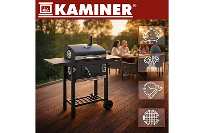 Grătar de grădină cu grătar din fontă, capac - pe cărbune