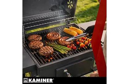 Grătar de grădină cu grătar din fontă, capac - pe cărbune