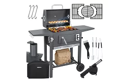 Grătar de grădină cu grătar din fontă, capac - pe cărbune