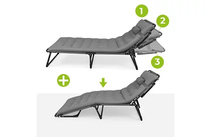 Leagăn de grădină pliabil 192 × 68 × 28 cm – Gri