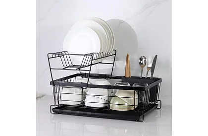 Suport pentru vase – cu două niveluri, negru