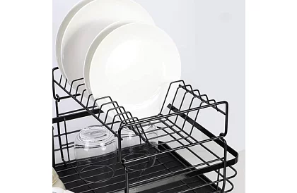 Suport pentru vase – cu două niveluri, negru