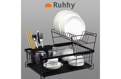 Suport pentru vase – cu două niveluri, negru