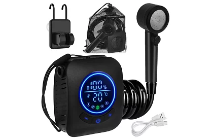 Duș de camping cu LCD și pompă de 8000 mAh – reîncărcabil
