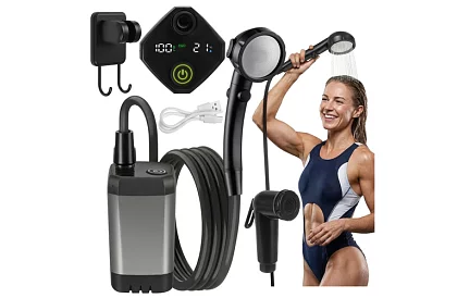 Duș de camping cu LCD și pompă de 6000 mAh – reîncărcabil