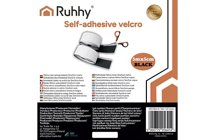 Fâșie autocolantă de velcro 5 x 500 cm – negru