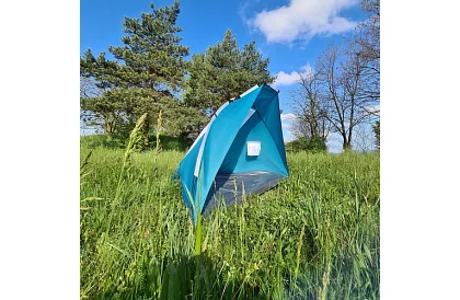 Cort de plajă gri-albastru 220 × 120 × 120 cm