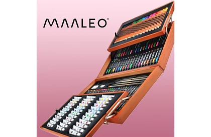 Set de artă pentru pictură în cutie de lemn – 177 de piese