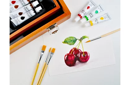 Set de artă pentru pictură în cutie de lemn – 177 de piese