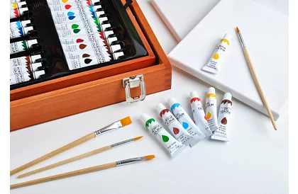 Set de artă pentru pictură în cutie de lemn – 177 de piese