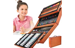Set de artă pentru pictură în cutie de lemn – 177 de piese